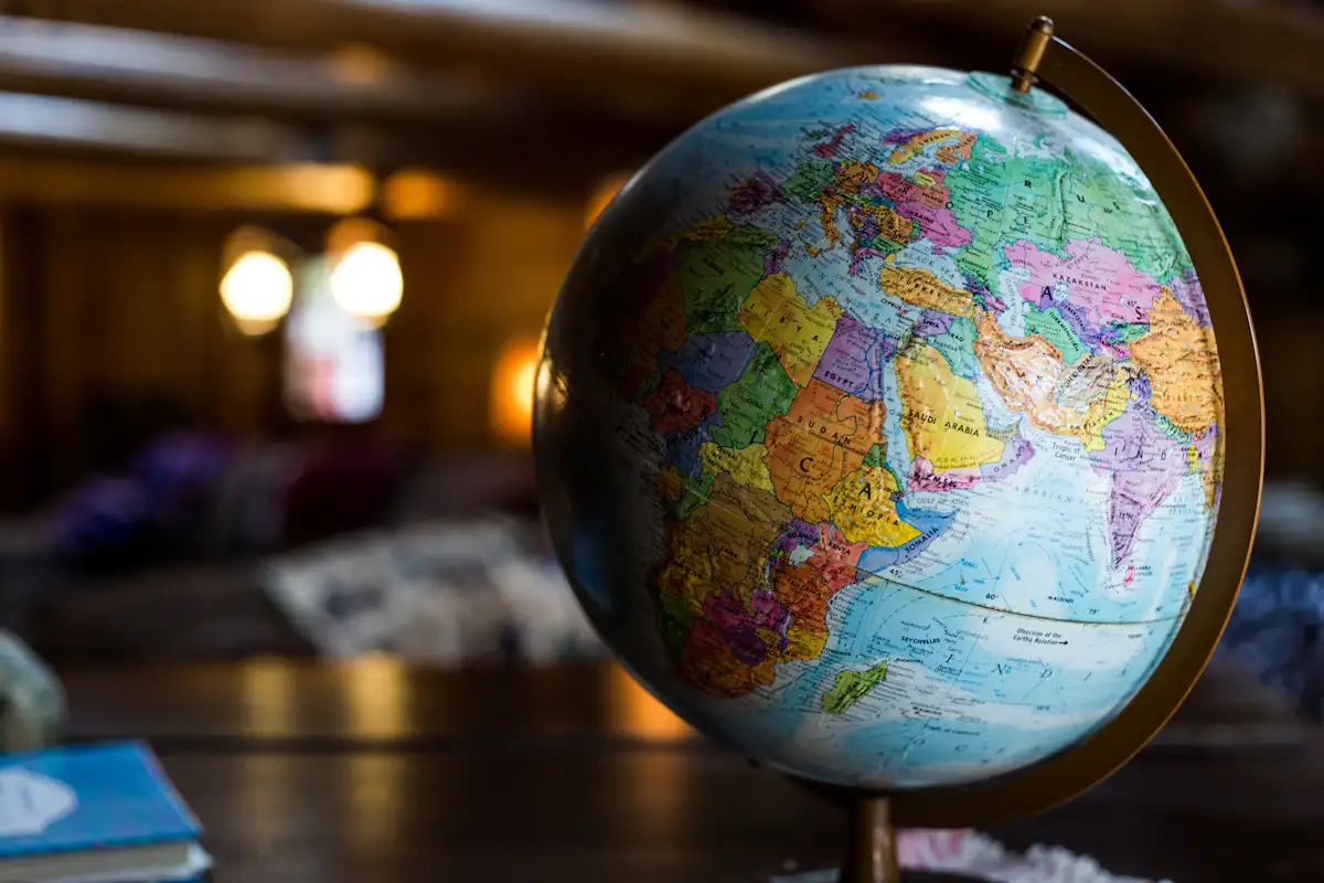 A world globe on a desk