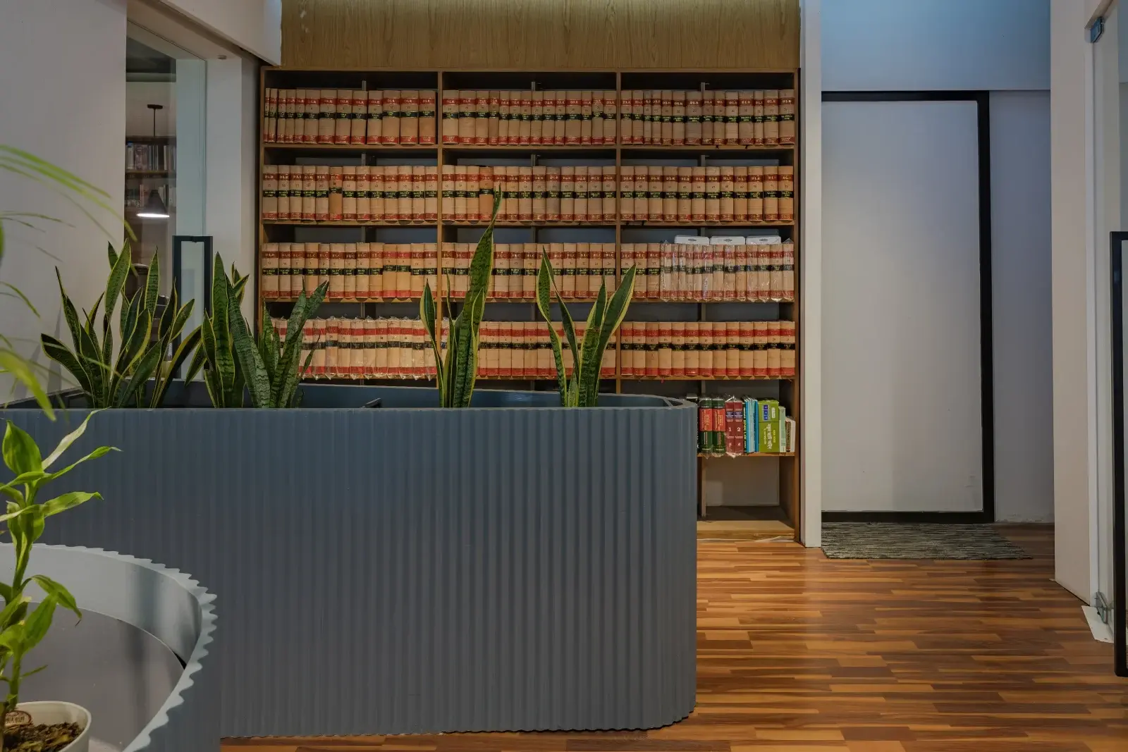 Law books lining the shelves at Avon Chambers